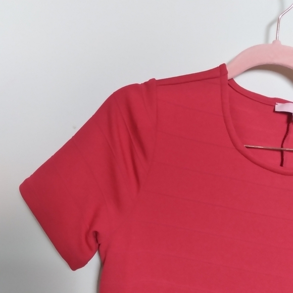 June & Hudson Red Asymmetric Wrap Front Bodycon Dress Size Large - Picture 3 of 8